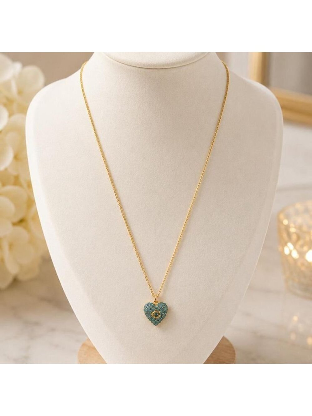 Coach Gold Blue Heart